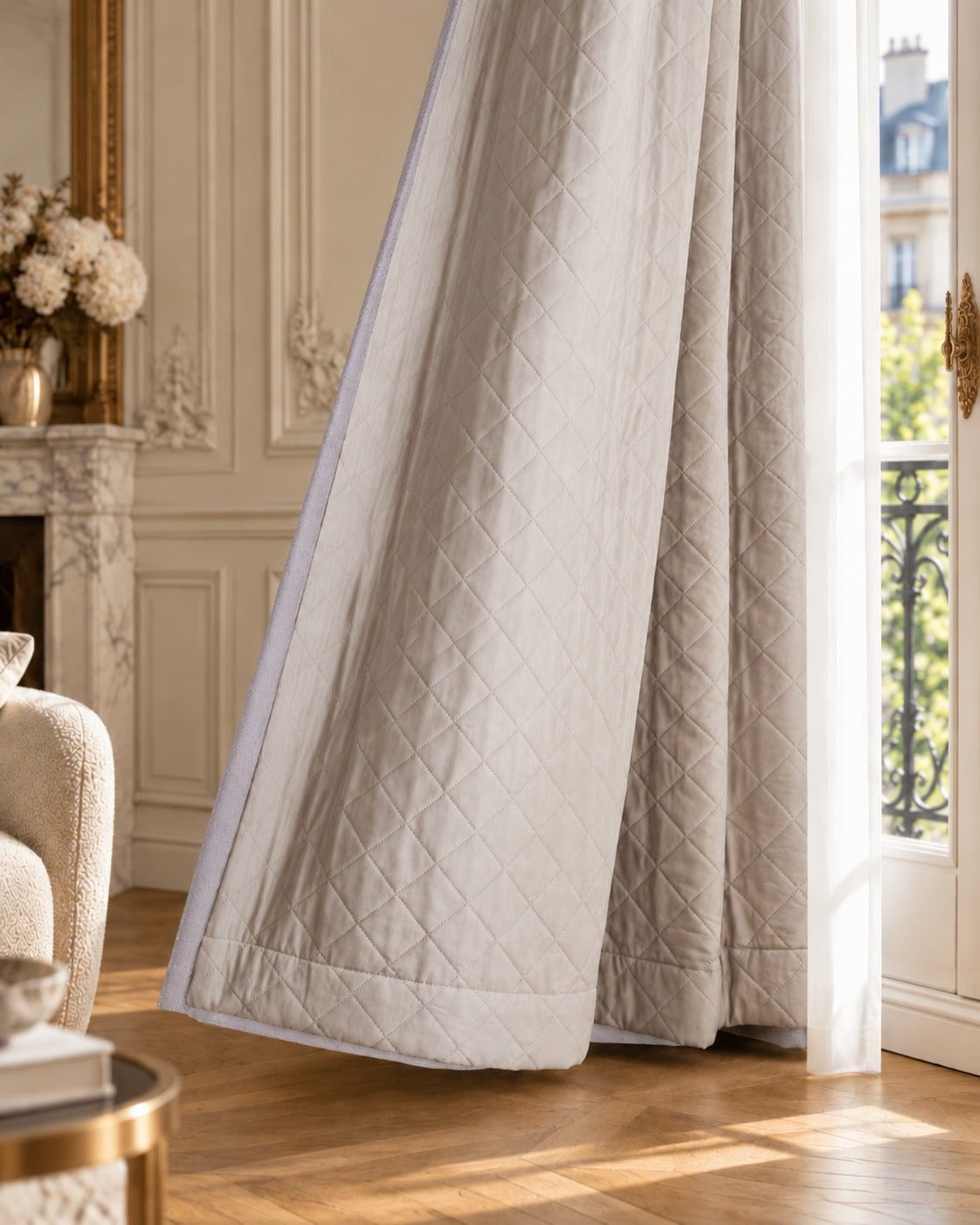 Doublure thermique matelassée du rideau occultant violet