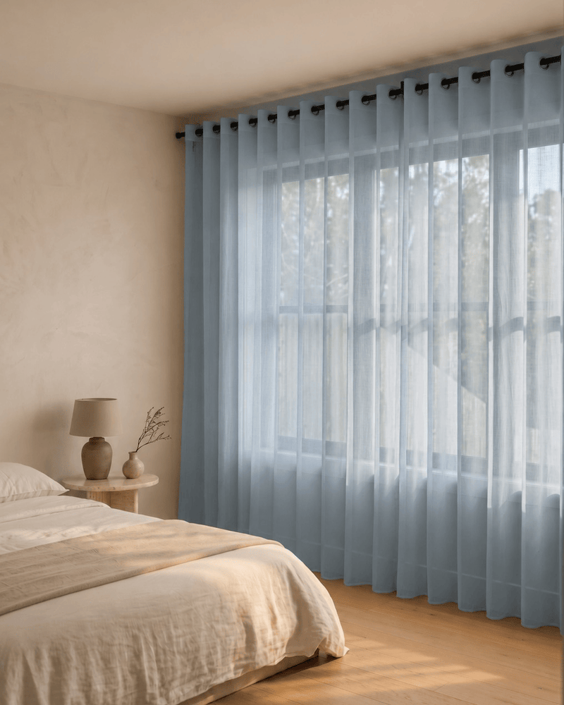 Voilage Transparent Uni - Bleu ciel